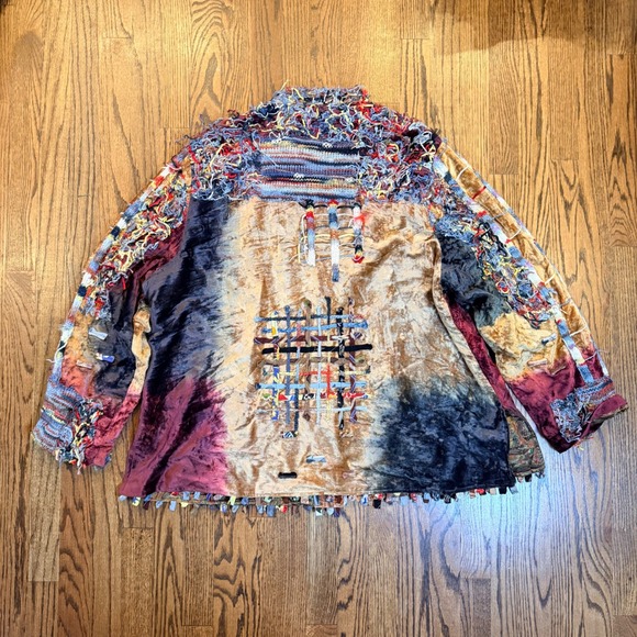 Sandy Starkman Wearable Art Jacket Velvet Wood Button Size 2XL Multi Color Rare - Picture 7 of 11